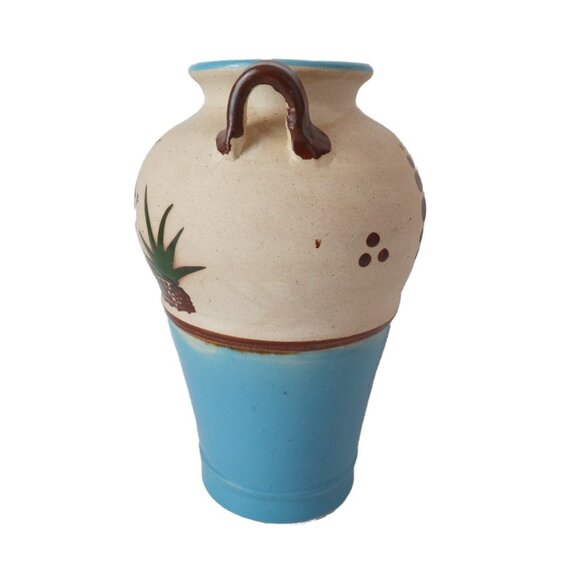 Vintage Tonala Pottery Vase Mother & Children Hand Painted Signed Mexico 8.5" - Picture 3 of 7